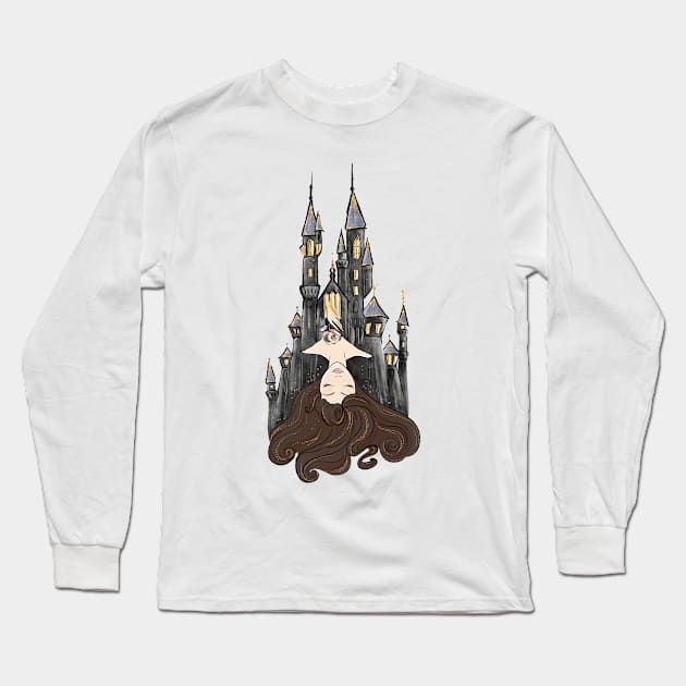 Sleeping Beauty Castle - Brunette Long Sleeve T-Shirt by americana-style